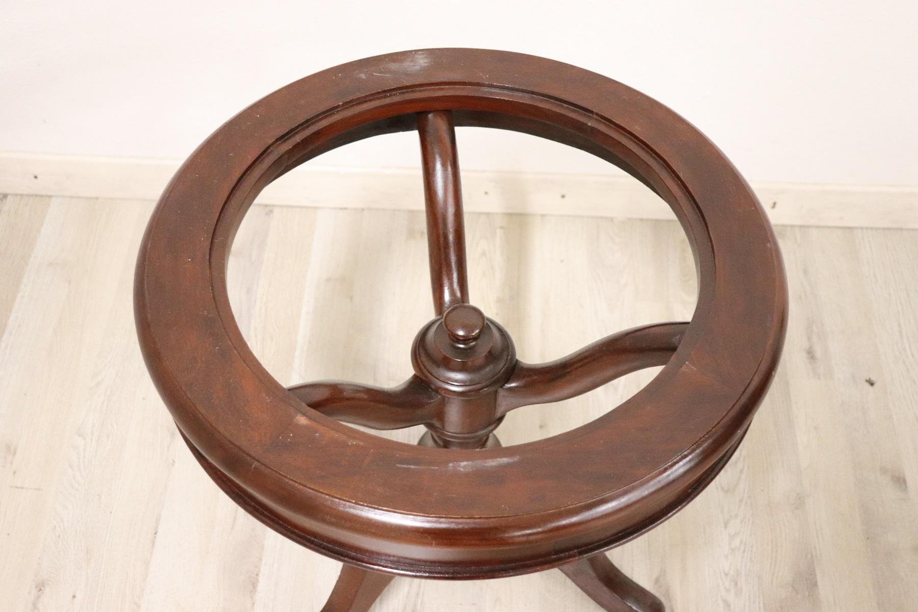 Late 19th Century 19th Century Italian Mahogany Round Coffee Table or Sofa Table with Marble Top