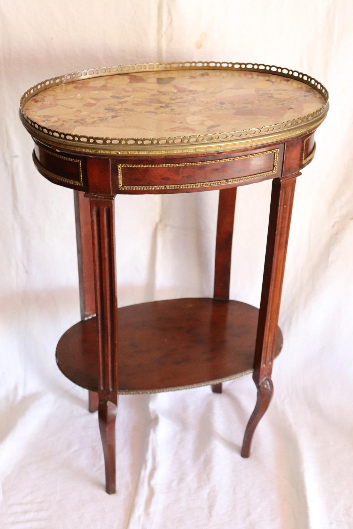 19th Century Napoleon III Mahogany with Gilded Bronzes Oval Side Table 3