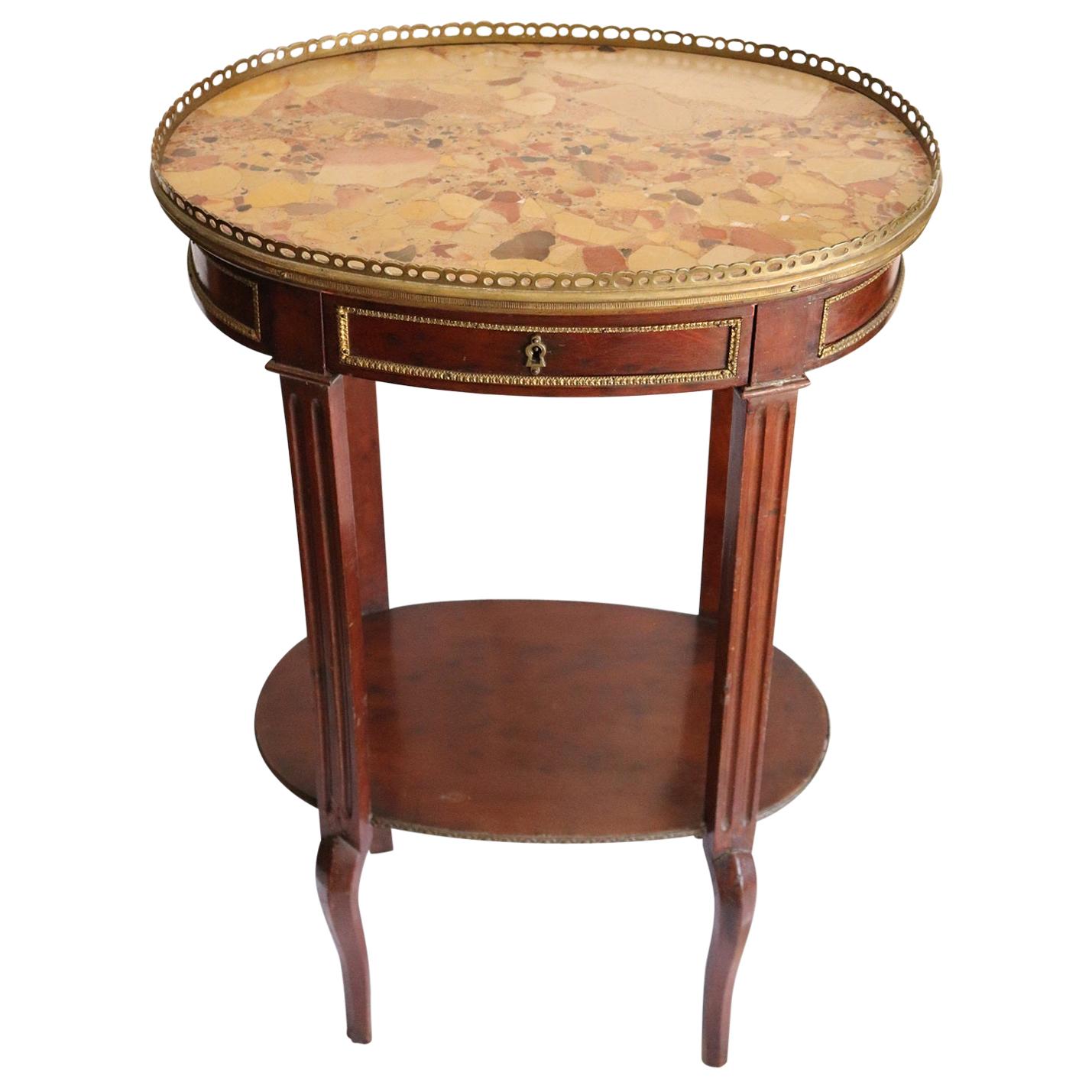 19th Century Napoleon III Mahogany with Gilded Bronzes Oval Side Table