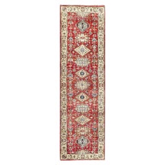 2'9"x10' Crimson Red Hand Knotted Wool Karajeh Design Runner Oriental Rug