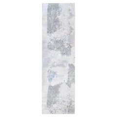 2
9 "x10
 Grau Modern Wolle und Seide Handgeknüpft Orientalisch Läufer Teppich