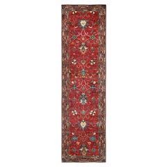 2'9"x10' Red Fine Afghan Sultani All Over Design Hand Knotted Wool Runner Rug