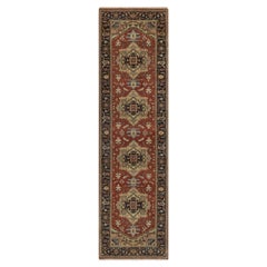 Tappeto Runner in lana annodato a mano 2'9 "x10' rosso Heriz Revival con disegno a medaglione