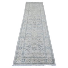 2'9 "x10' Tapis de course en laine nouée à la main Peshawar blanc avec Heriz All Over Design