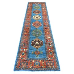 2'9"x10'2" Blue Aryana Collection Bakshaish Design Hand Knotted Wool Runner Rug