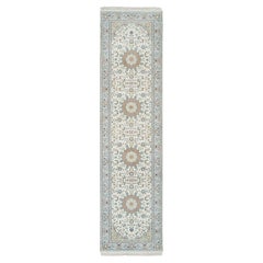 2
9"x10
4" Ivory Nain Design 250 KPSI Hand Knotted Pure Wool Runner Rug