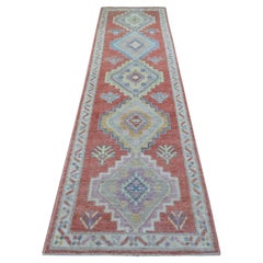 2
9 "x10
5" Korallenrosa Weiche Wolle Handgeknüpft Angora Oushak Orientalischer Läufer Teppich