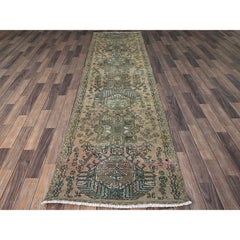 2'9"x10'7" Brown Vintage Persian Karajeh Hand Knotted Wool Runner Oriental Rug
