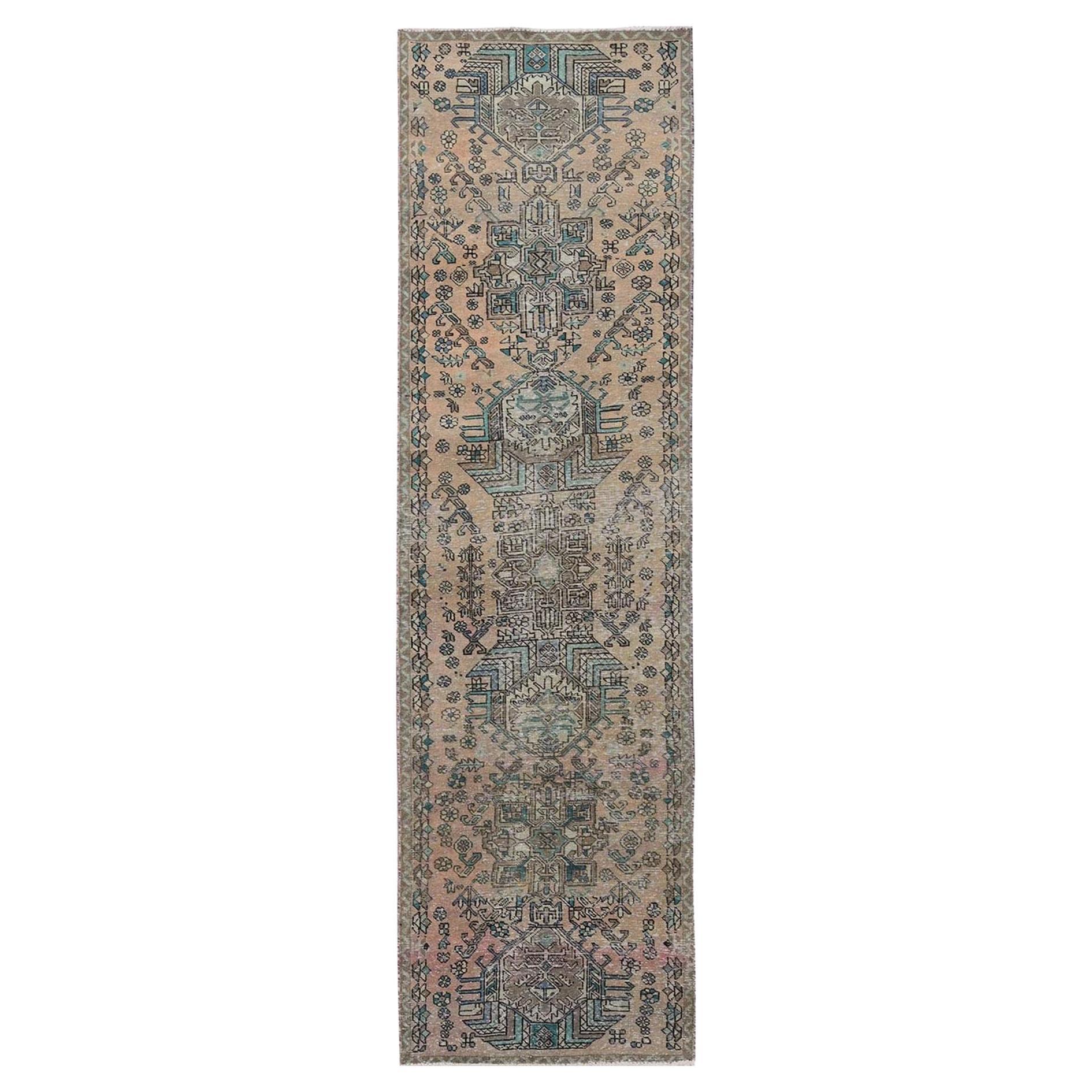2'9 "x10'7" Brown Vintage Persian Karajeh Hand Knots Rugs Oriental Runner Wool