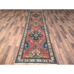 2'9"x11' Pink Vintage Persian Tabriz Hand Knotted Pure Wool Runner Oriental Rug