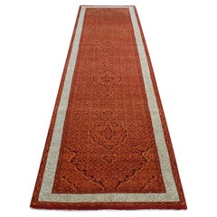2'9 "x11'10" Pumpkin Orange Tabriz Mahi Wool Dense Weave Hand Knots Rugs (Tapis de course en laine tissée)