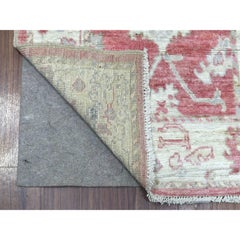 2'9"x11'6" Coral Red Angora Ushak Afghan Wool Hand Knotted Runner Rug