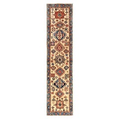 2'9 "x11'9" Elfenbein Karajeh Stammes-Medaillons Design Hand geknüpft Wolle Läufer Teppich