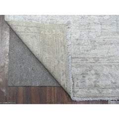 2'9 "x11'9" Silver Chalice Gray White Wash Angora Oushak Runner Oriental Rug