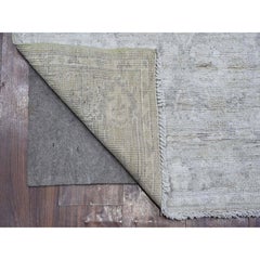 2'9"x11'9" Timberwolf Gray Faded Angora Oushak Runner Oriental Rug