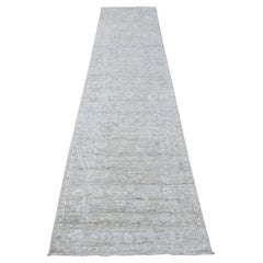 2'9 "x11'9" Timberwolf Gray Faded Angora Oushak Runner Tapis d'Orient