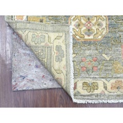 Tappeto Runner in lana annodato a mano 2'9 "x12'1" grigio Peshawar con disegno Heriz All Over