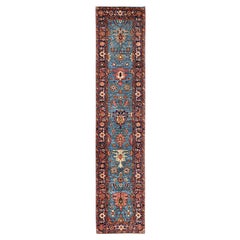 2'9"x12'10" Blue Heriz All Over Design Aryana Grade Hand Knotted Wool Runner Rug