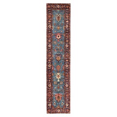 2'9"x12'10" Blue Heriz All Over Design Aryana Grade Hand Knotted Wool Runner Rug