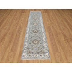 2'9 "x12'2" Beau Blue Nain 250 KPSI Handgeknüpfter Teppich aus Wolle und Seide Soft Runner