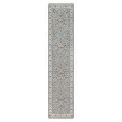 2
9"x12
2" Light Blue Hand Knotted Nain All Over Design Wool
Silk Runner Rug