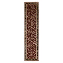 2'9"x12'3" Barn Red Hand Knotted Rajasthan Design Silk Wool Runner Oriental Rug