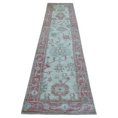2'9"x12'3" Ivory Afghan Angora Oushak Large Leaf Design Wool Hand Knotted Runner