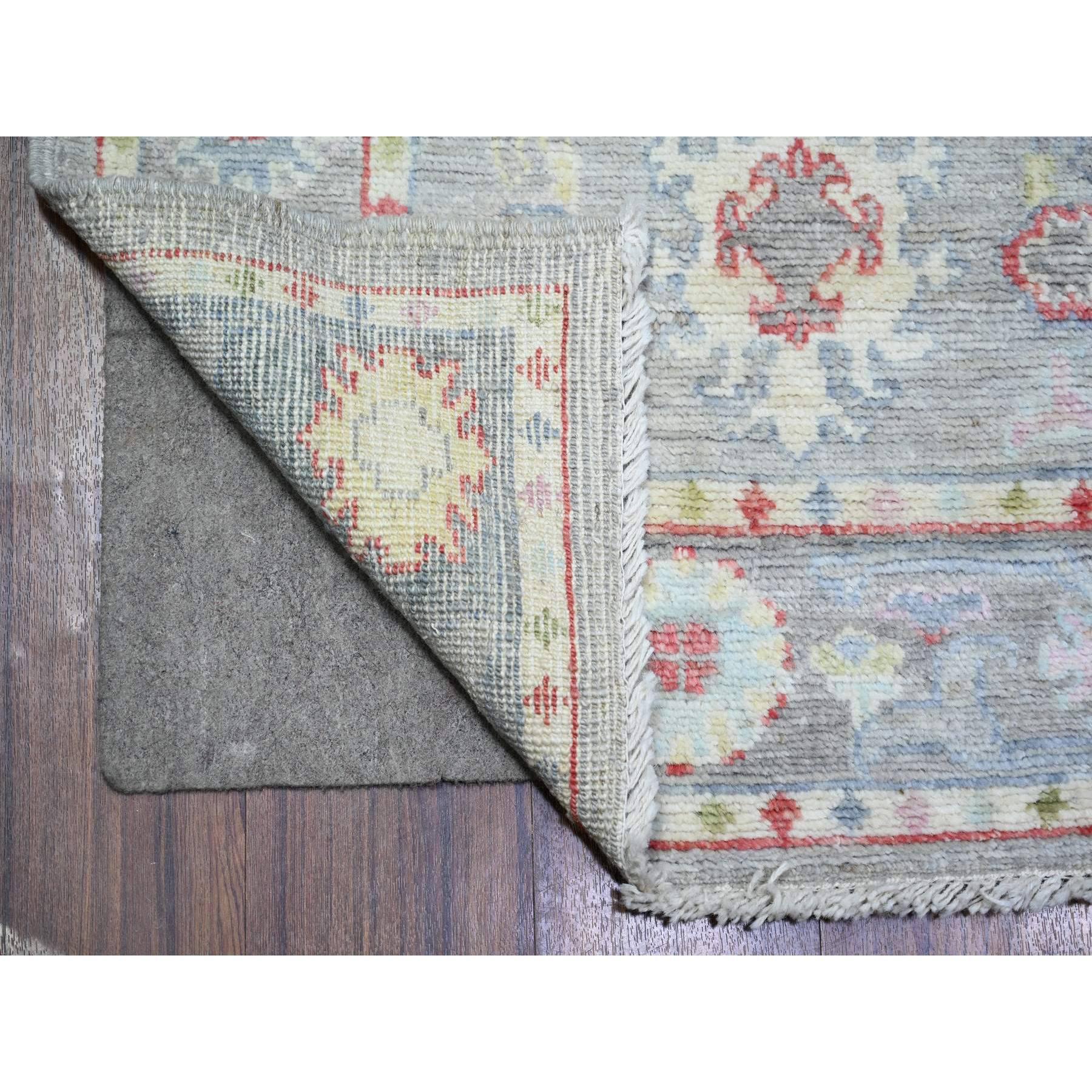 Coin Gray, Afghan Angora Oushak with with All Over Leaf Design, Hand Knotted, Natural Dyes, Pure Wool Oriental Runner Rug
Primary materials: Wool 
Latex: No Pile 
height: 0.25 Inches
Style: Transitional
Primary color: Grey
Secondary colors: Red,