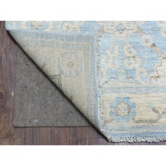 2'9"x15' Hand Knotted Denim Blue Washed Out Peshawar Afghan Wool XL Runner Rug