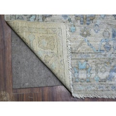 2'9"x15'1" Gray Natural Wool Afghan Angora Oushak Hand Knotted Runner Rug