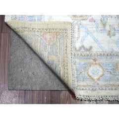2'9 "x15'10" Beige Wolle Handgeknüpft Afghan Angora Oushak Orientteppich