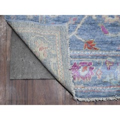 2'9"x15'3" Blue Afghan Angora Oushak Rural Medallions Runner Oriental Rug