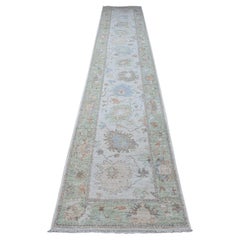 2'9 "x15'4" Timberwolf Gray Afghan Angora Oushak Wool Weft XL Runner Tapis d'Orient