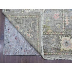 2'9"x15'7" Faded Brown Afghan Angora Oushak Hand Knotted Runner Oriental Rug