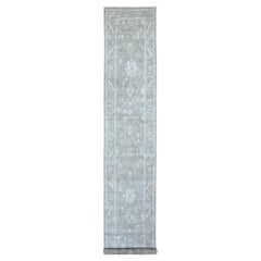2'9"x16' Gray Hand Knotted Angora Oushak Soft Wool Oriental XL Runner Rug