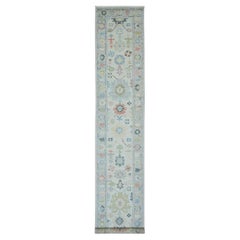 2
9 "x16
 Weiß Afghan Angora Oushak Blatt Design Hand geknüpft Wolle Läufer Teppich