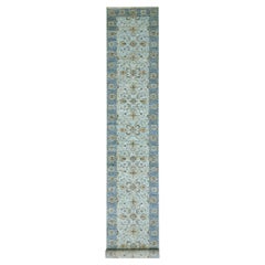 2'9"x16'1" Cruise Blue Shah Abbas Pattern XL Runner Hand Knotted Oriental Rug