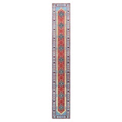 2'9"x17'5" Fire Engine Red Afghan Peshawar Seerape Heris Runner Oriental Rug
