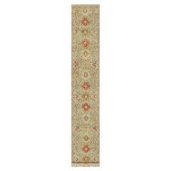 2'9"x18' Beige Hand Knotted Wool and Pure Silk The Sunset Rosettes Runner Rug