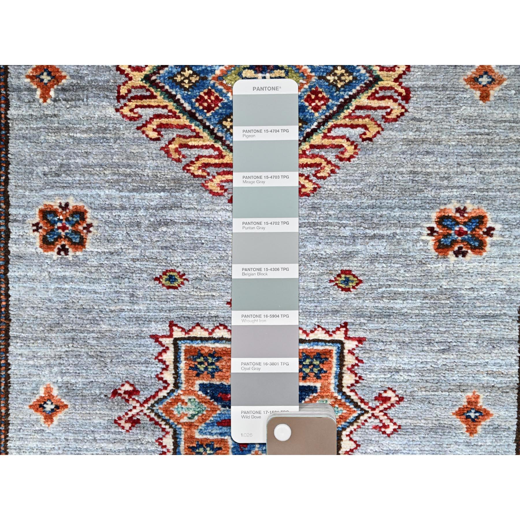 Indiano Tappeto orientale Jubilee Gray Wool Afghan Geometric Super Kazak XL Runner 2'9 