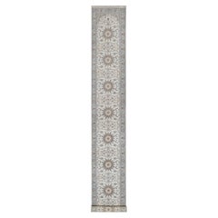 2'9"x18'4" Ivory Nain with Medallions Design Hand Knotted Wool & Silk Runner Rug