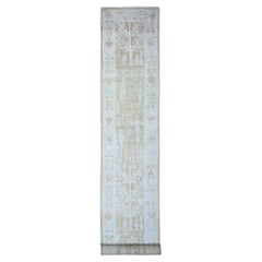 2'9 "x19' Faded Brown Afghan Angora Oushak Tapis de course noué à la main en pure laine XL