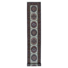2'9 "x19' Elfenbein Super Kazak Geometrisches Design Handgeknüpft XL Läufer Orientteppich