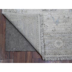 2'9"x19' Smoke White Afghan Angora Oushak Oversized Oriental Runner Rug