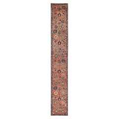 2'9"x19'4" Orange Northwest Zoroastrian Design Hand Knotted Pure Wool Runner Rug