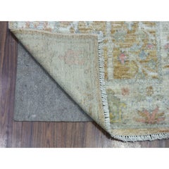 2'9 "x19'5" Bio-Wolle Handgeknüpft Mandel Braun Angora Oushak XL Läufer Teppich
