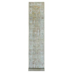 2'9 "x19'5" Tappeto Runner in lana organica annodata a mano in angora marrone mandorla Oushak XL