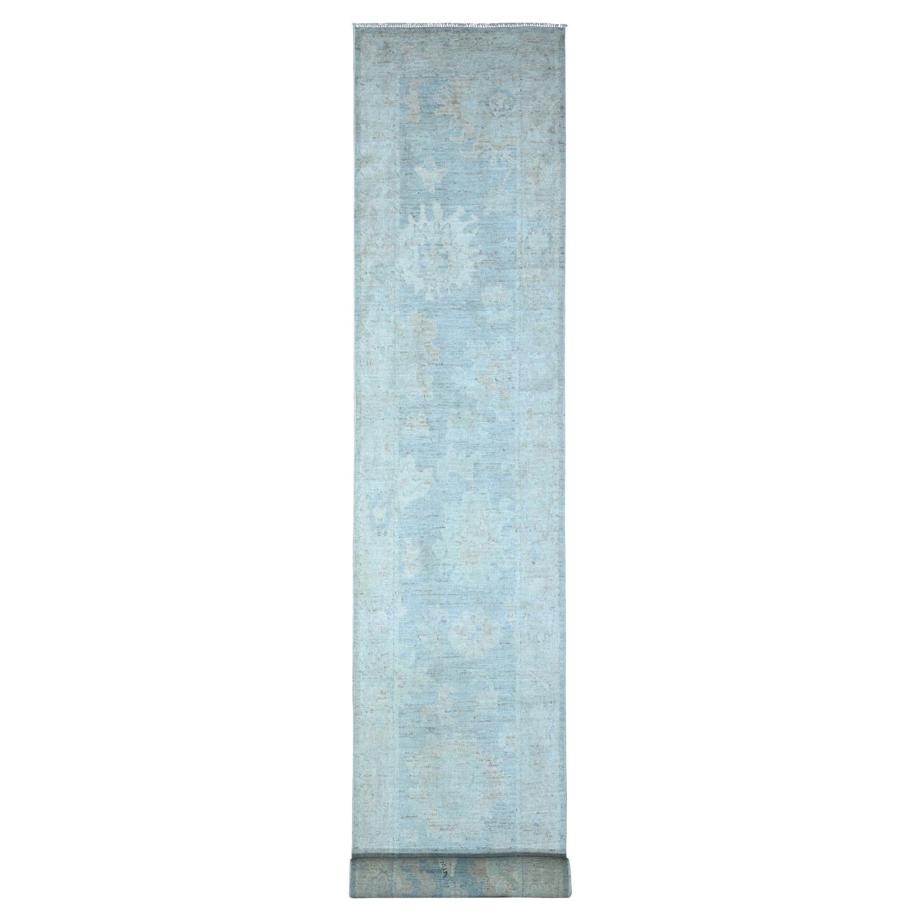 2'9 "x19'6" Wolke Grau Afghan Angora Oushak Übergroße Läufer Orientteppich