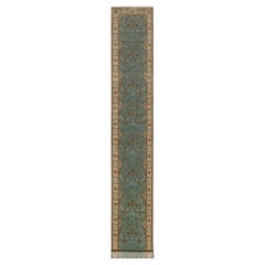 2'9"x19'8" Blue Tabriz Revival Hand Knotted New Zealand Wool Runner Oriental Rug