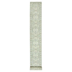 2'9 "x20' Tapis de course Cloud Nine White Nain All Wool 250 KPSI Hand Knots Rugs XL